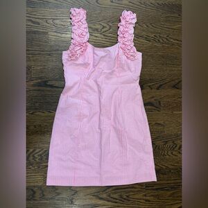Lilly Pulitzer - size 10 Devina pink seersucker dress with ruffle straps